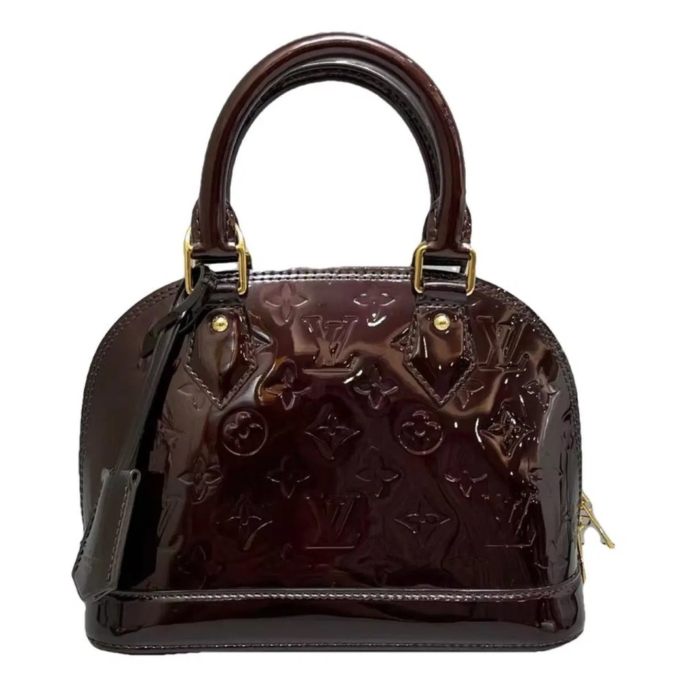 Authentic Louis Vuitton Vernis Alma BB Satchel in Bordeaux